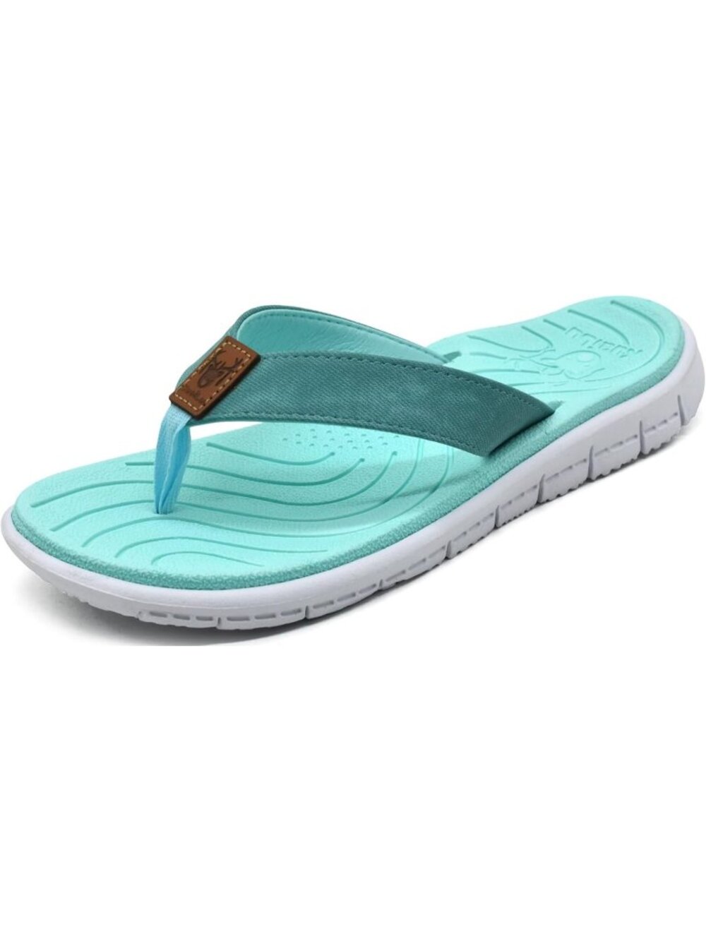 Women's Lake Blue Flip Flops Lightweight Cushion Summer Beach Sandals Casual